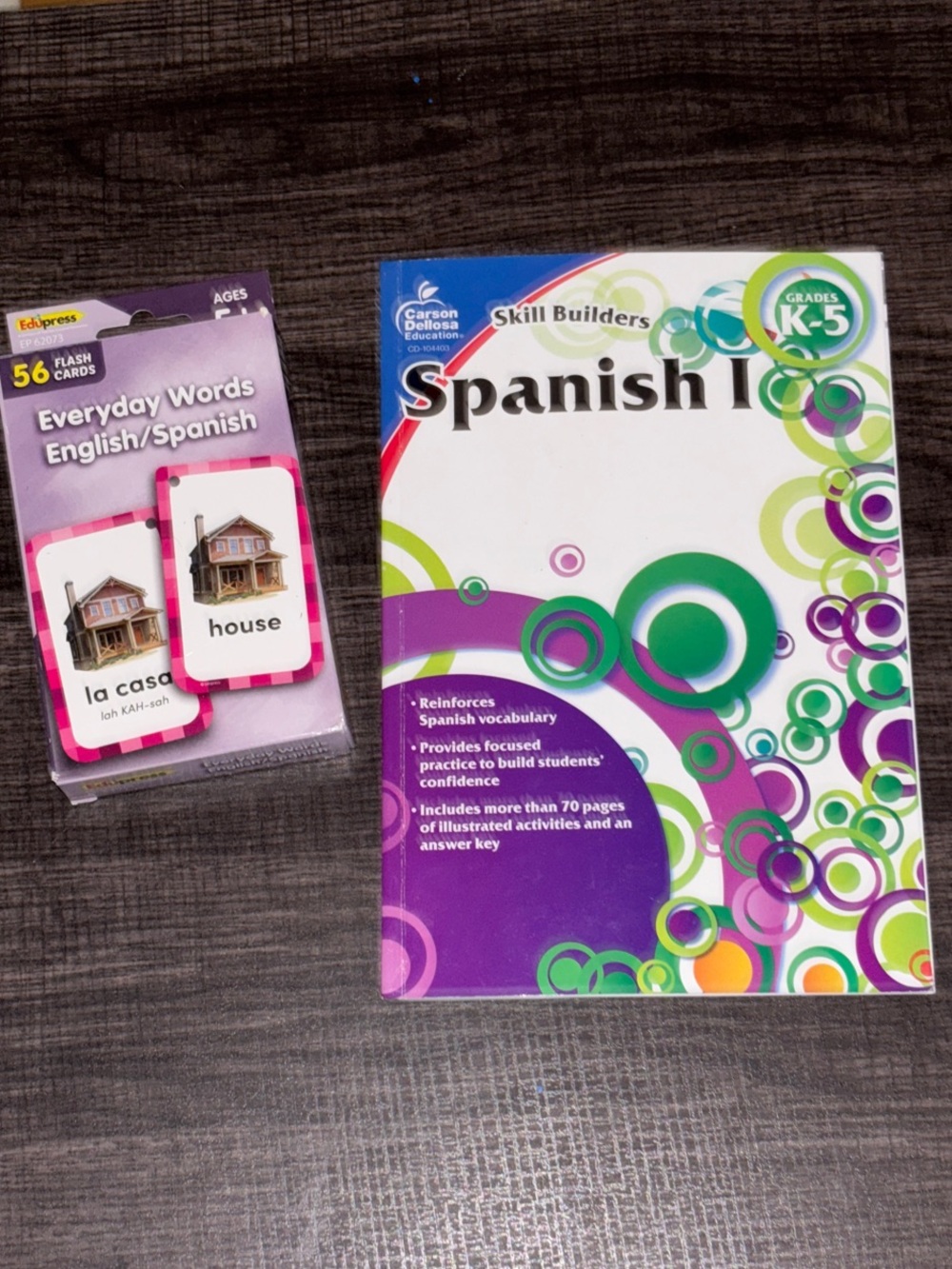 Skill Builders Spanish I Workbook and Spanish Beginner Flashcards